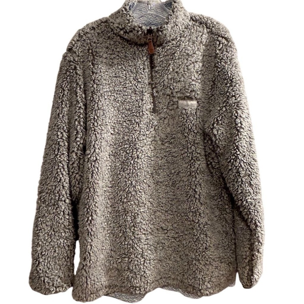USA Palm‎ Men's Reversible Gray Sherpa Fleece Quarter Zip Pullover Sweater S